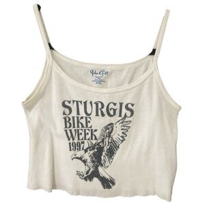 JOHN GALT Brandy Melville Cream Sturgis Bike Week Crop Tank Top, size OS